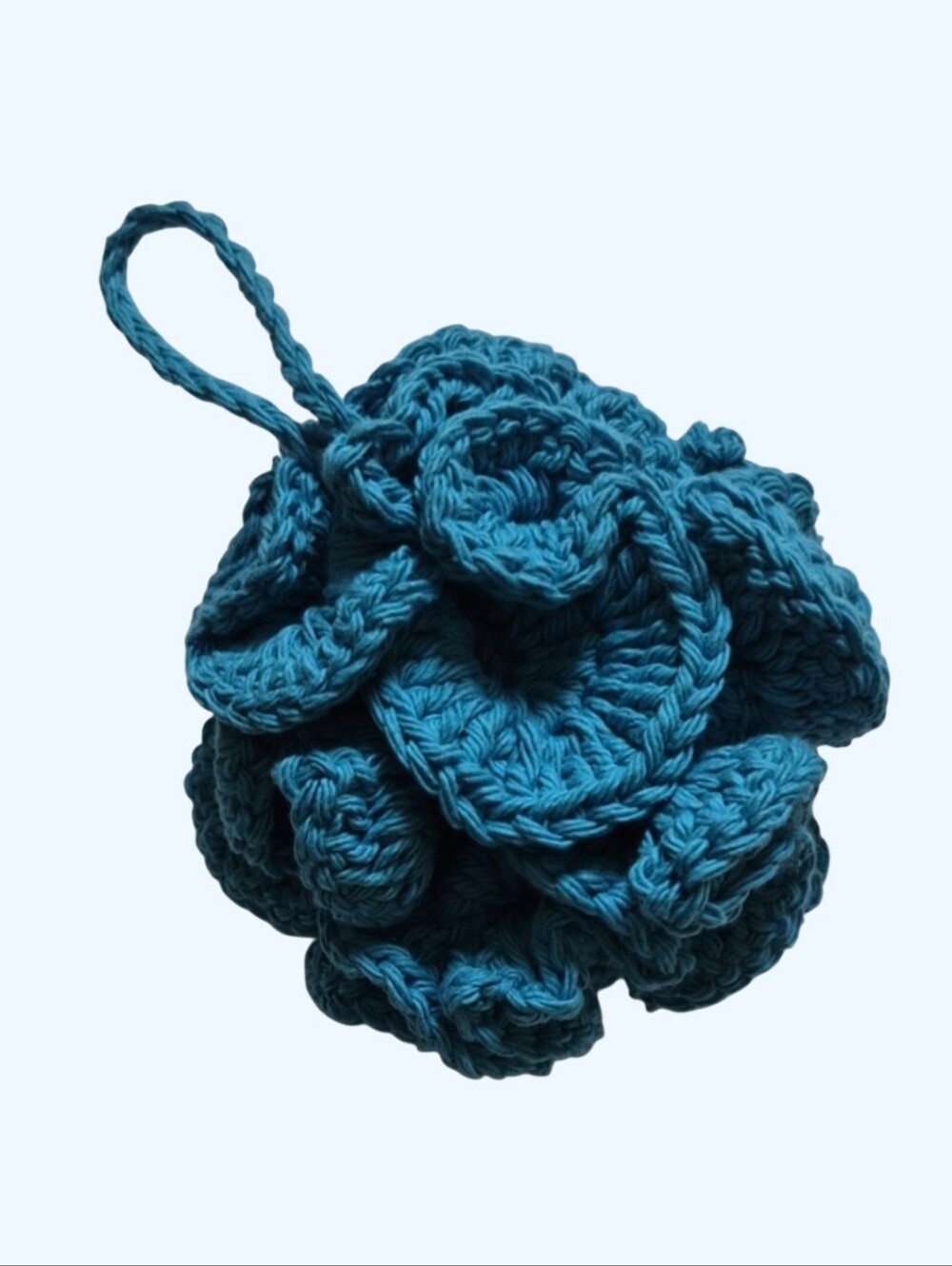 Cotton Handmade Crocheted Shower Bath Loofah Spa Time Scrubber-Bright Blue